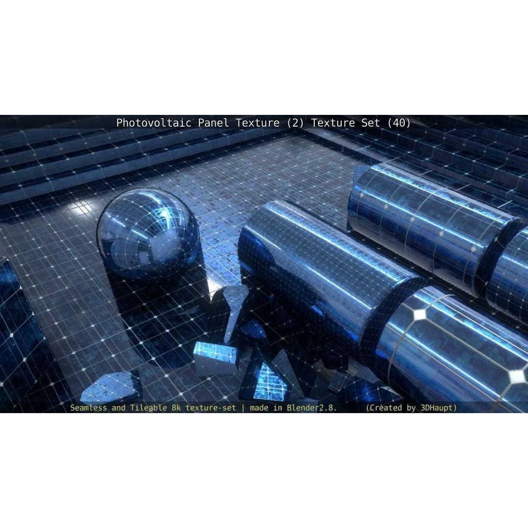 Photovoltaic Panel Texture 3D Model – Seamless 8K PBR Textures, FBX, OBJ - View 137