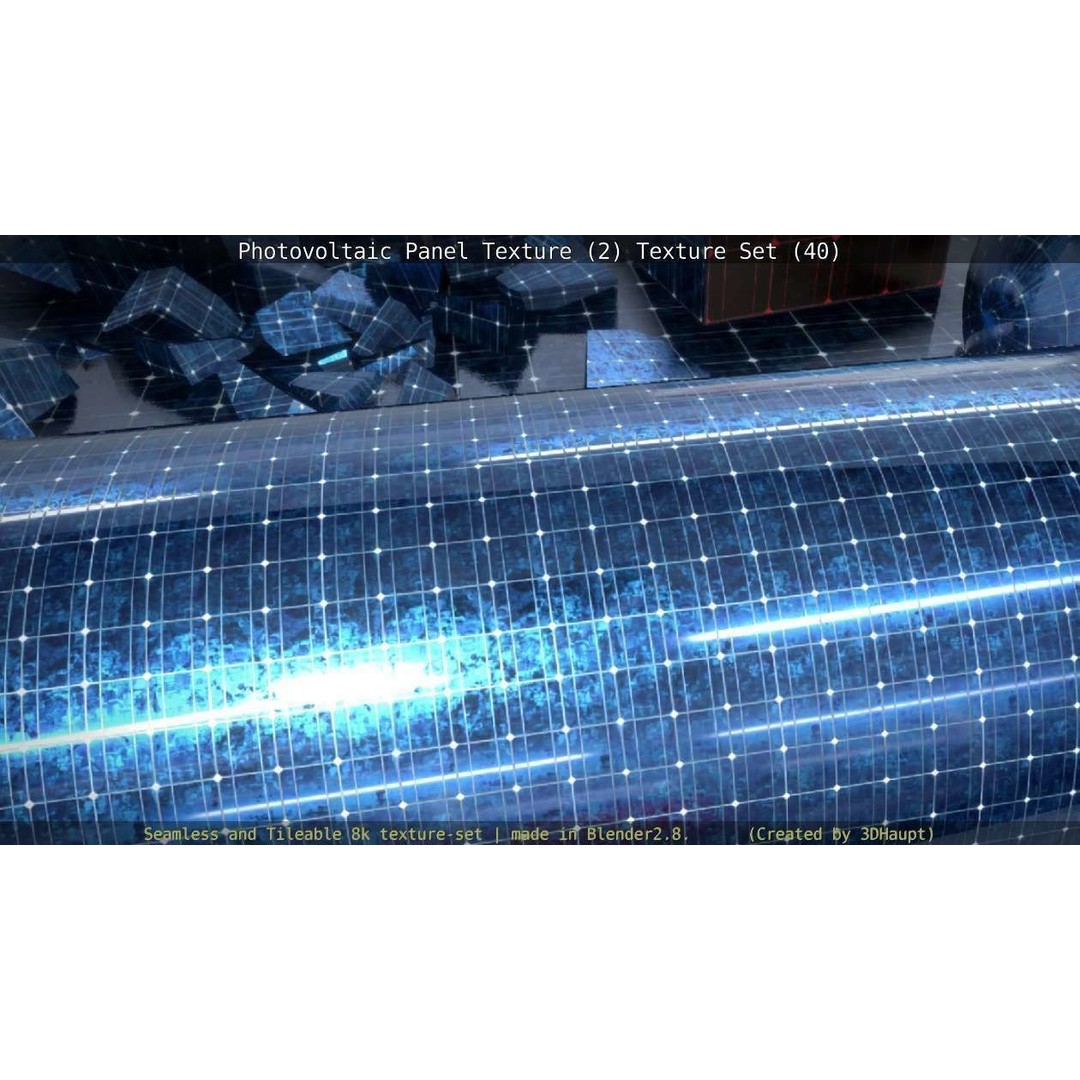 Photovoltaic Panel Texture 3D Model – Seamless 8K PBR Textures, FBX, OBJ - View 139