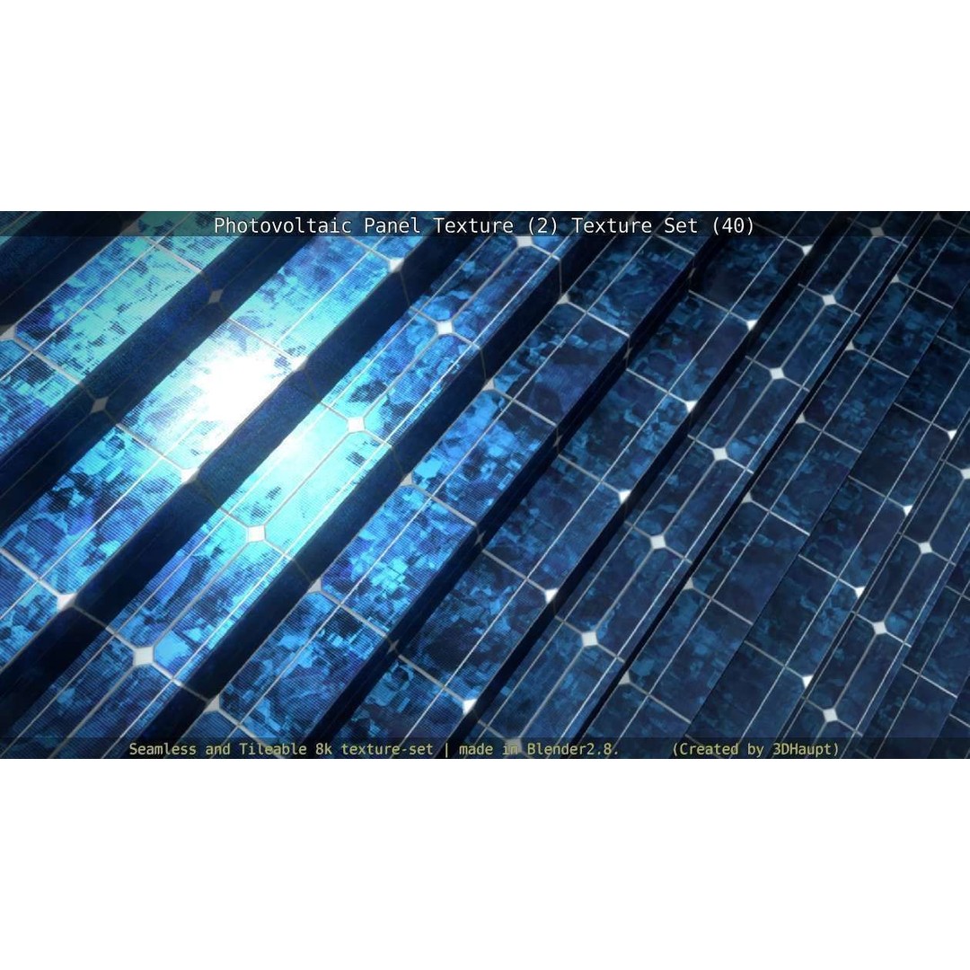 Photovoltaic Panel Texture 3D Model – Seamless 8K PBR Textures, FBX, OBJ - View 14