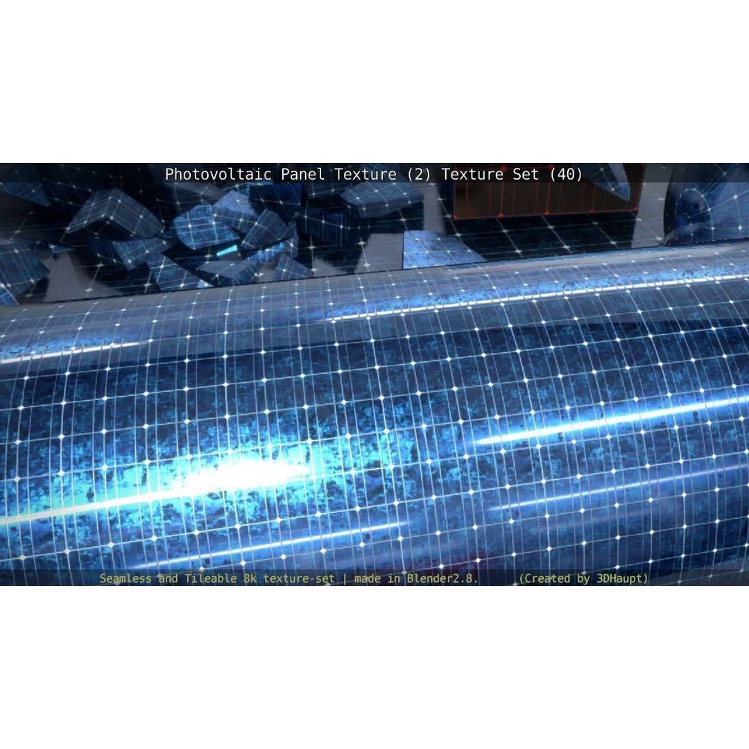 Photovoltaic Panel Texture 3D Model – Seamless 8K PBR Textures, FBX, OBJ - View 140