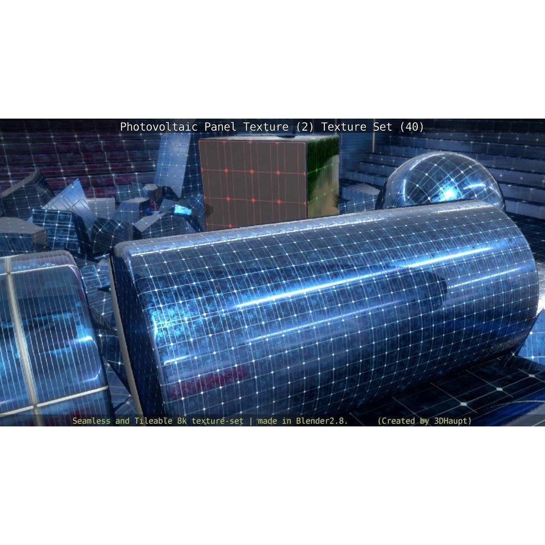 Photovoltaic Panel Texture 3D Model – Seamless 8K PBR Textures, FBX, OBJ - View 142