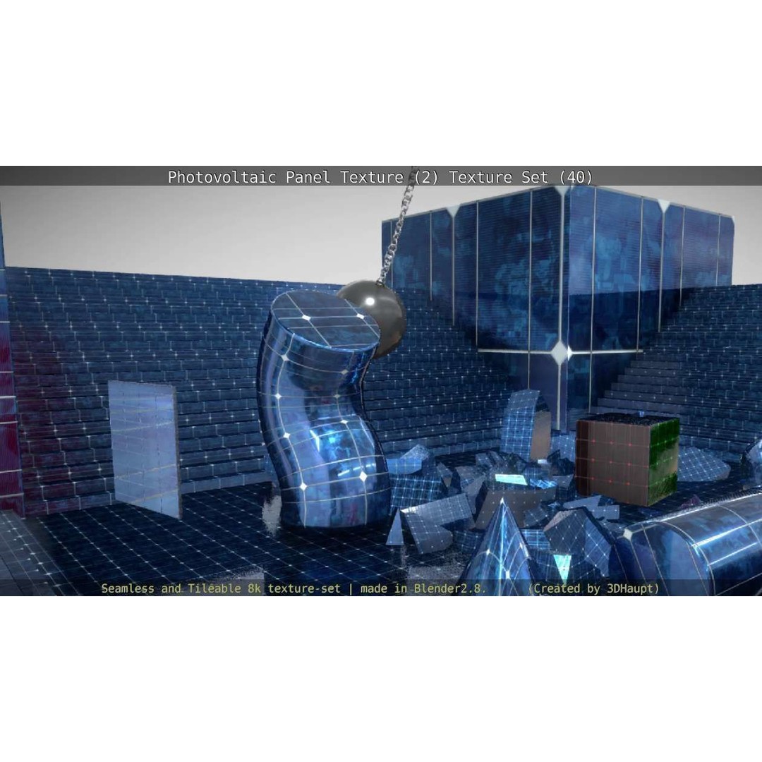 Photovoltaic Panel Texture 3D Model – Seamless 8K PBR Textures, FBX, OBJ - View 143