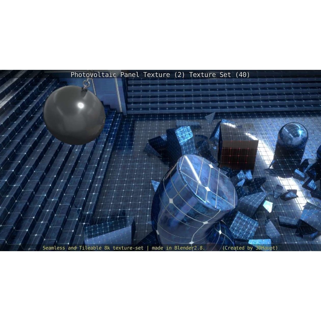 Photovoltaic Panel Texture 3D Model – Seamless 8K PBR Textures, FBX, OBJ - View 144