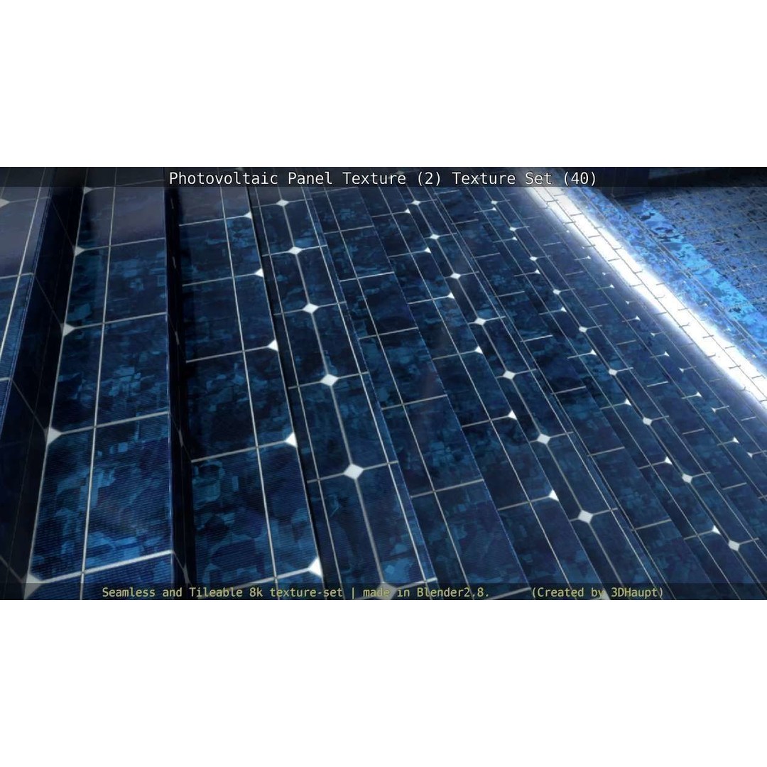 Photovoltaic Panel Texture 3D Model – Seamless 8K PBR Textures, FBX, OBJ - View 15
