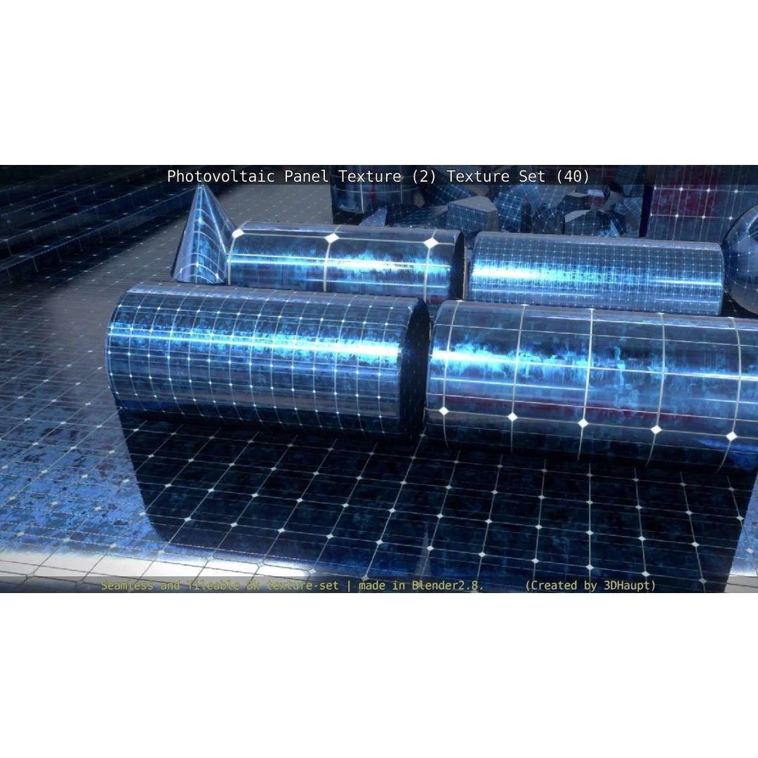 Photovoltaic Panel Texture 3D Model – Seamless 8K PBR Textures, FBX, OBJ - View 17