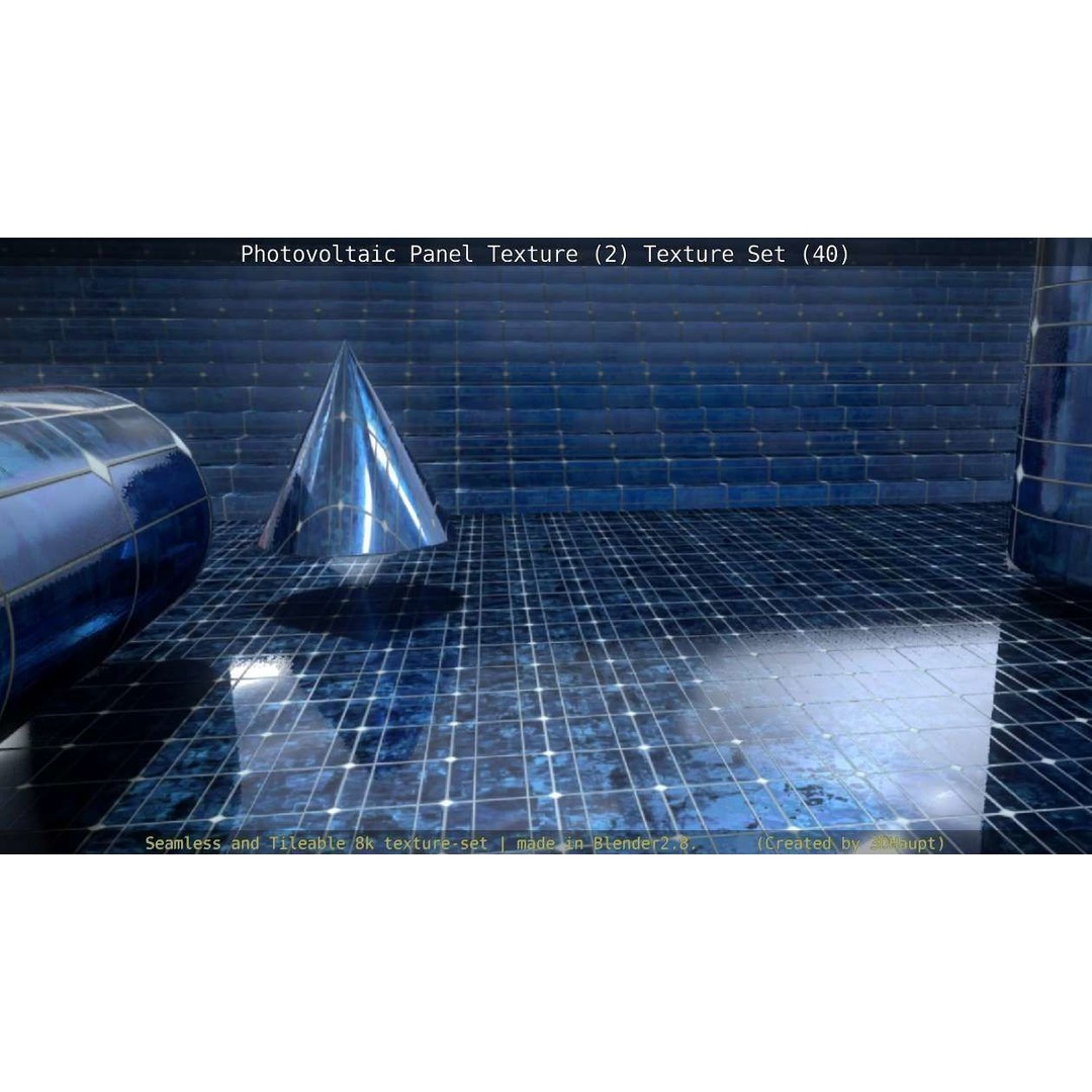 Photovoltaic Panel Texture 3D Model – Seamless 8K PBR Textures, FBX, OBJ - View 21