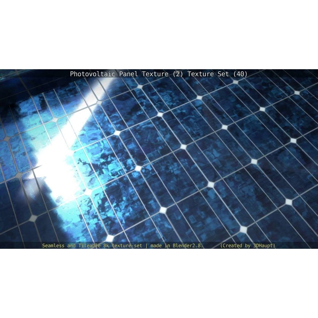 Photovoltaic Panel Texture 3D Model – Seamless 8K PBR Textures, FBX, OBJ - View 22