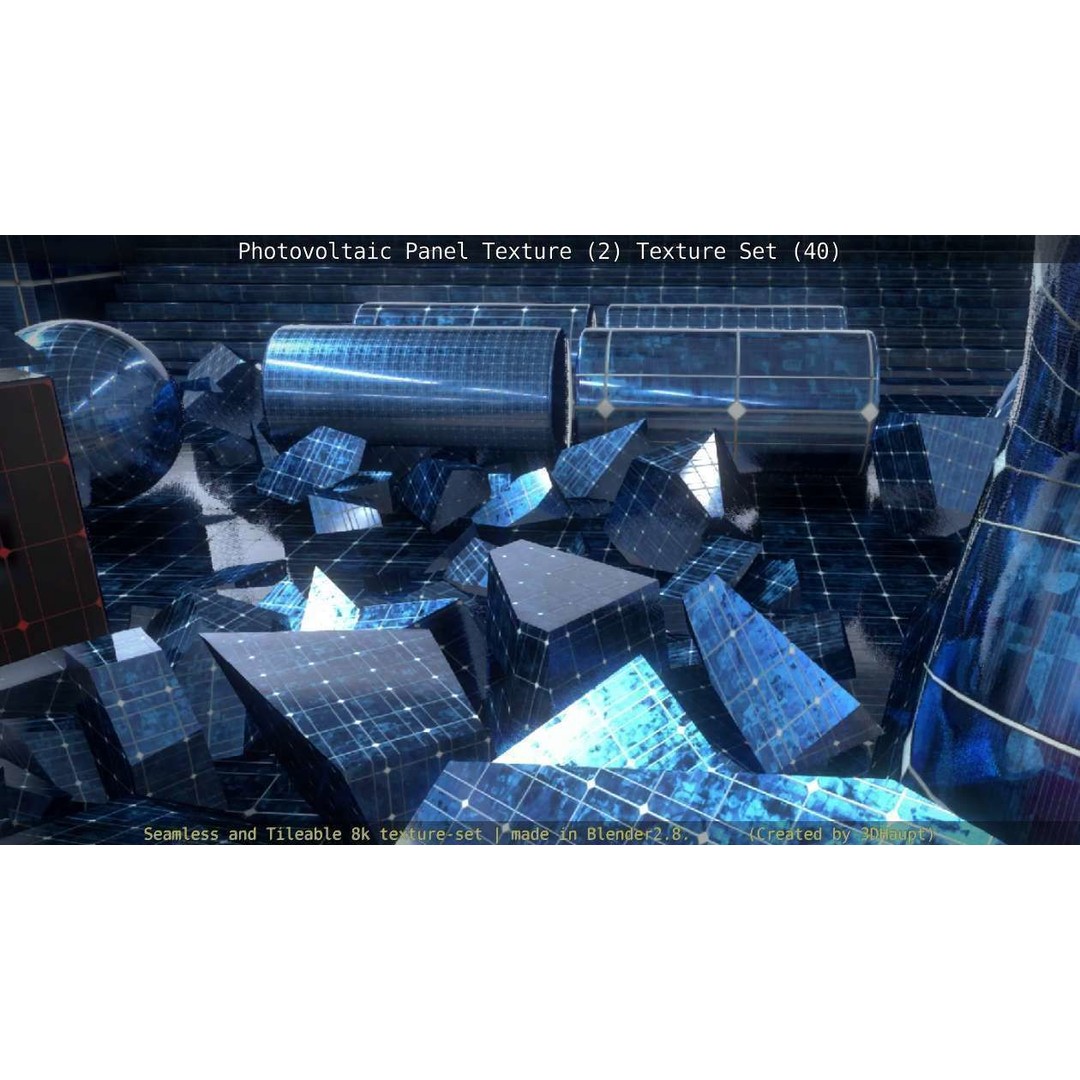 Photovoltaic Panel Texture 3D Model – Seamless 8K PBR Textures, FBX, OBJ - View 23