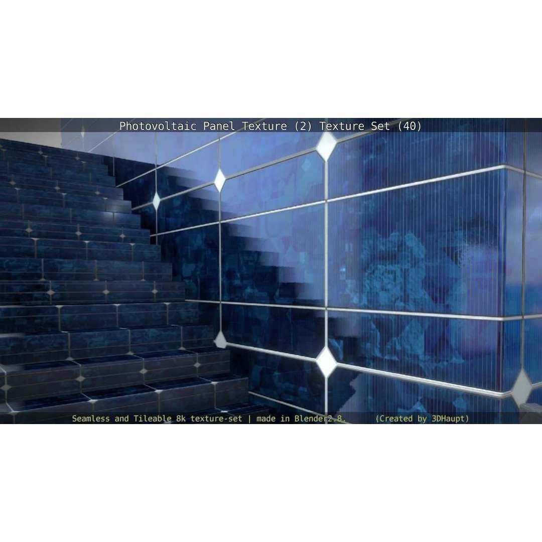 Photovoltaic Panel Texture 3D Model – Seamless 8K PBR Textures, FBX, OBJ - View 27