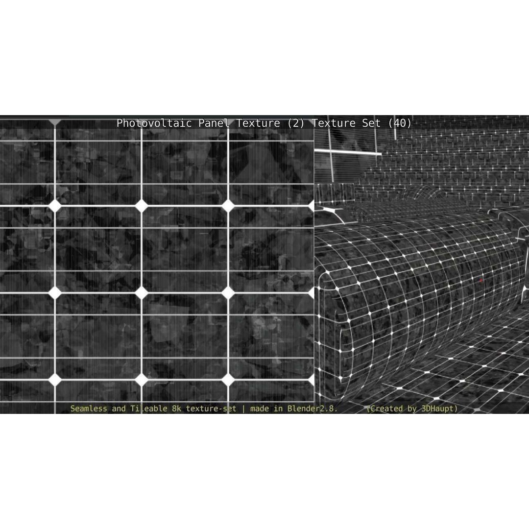 Photovoltaic Panel Texture 3D Model – Seamless 8K PBR Textures, FBX, OBJ - View 30