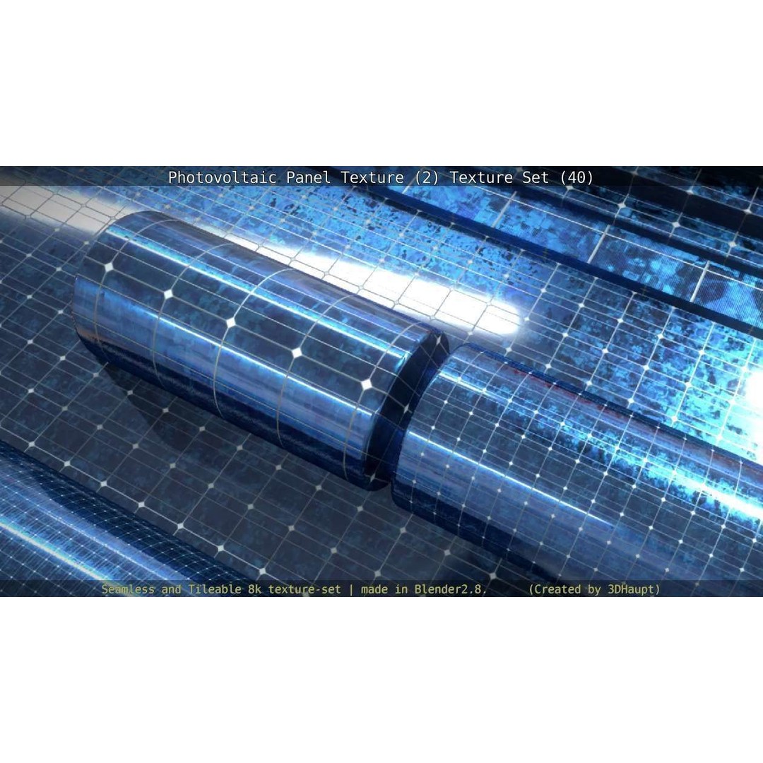 Photovoltaic Panel Texture 3D Model – Seamless 8K PBR Textures, FBX, OBJ - View 34