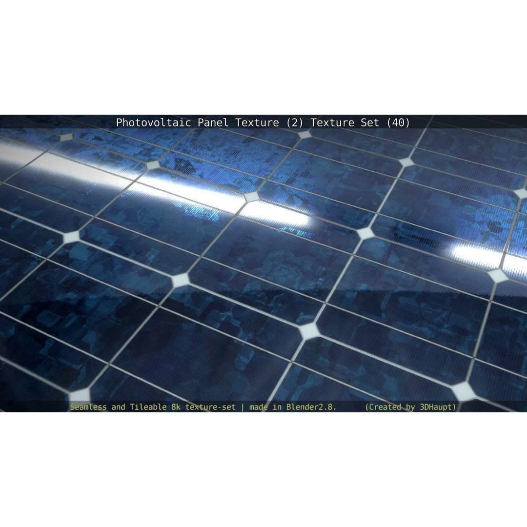Photovoltaic Panel Texture 3D Model – Seamless 8K PBR Textures, FBX, OBJ - View 35