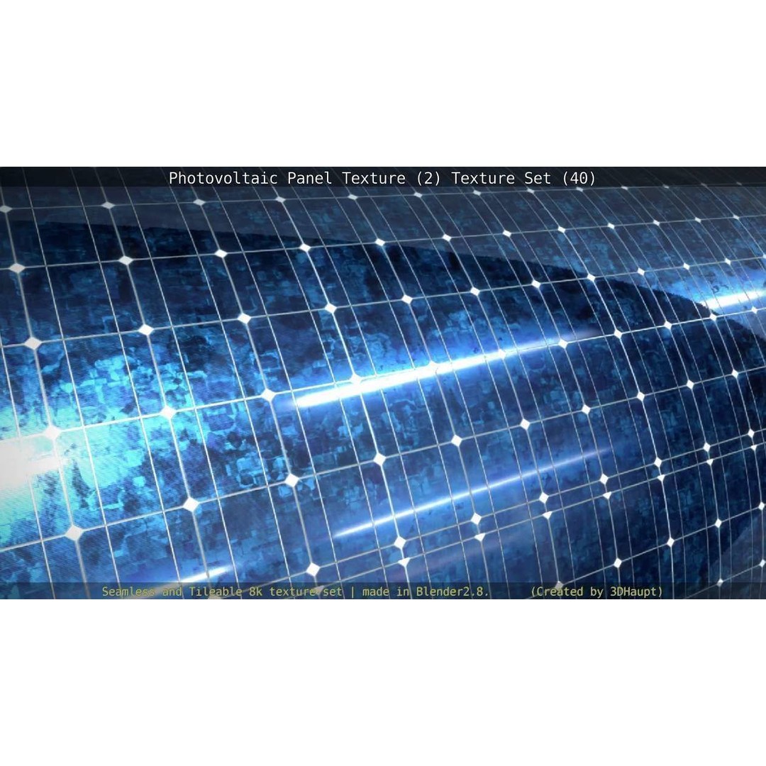 Photovoltaic Panel Texture 3D Model – Seamless 8K PBR Textures, FBX, OBJ - View 36