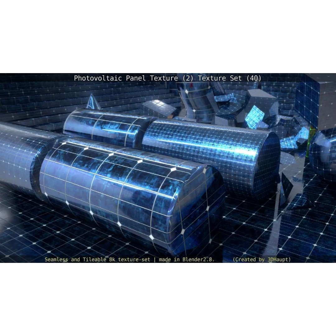 Photovoltaic Panel Texture 3D Model – Seamless 8K PBR Textures, FBX, OBJ - View 37