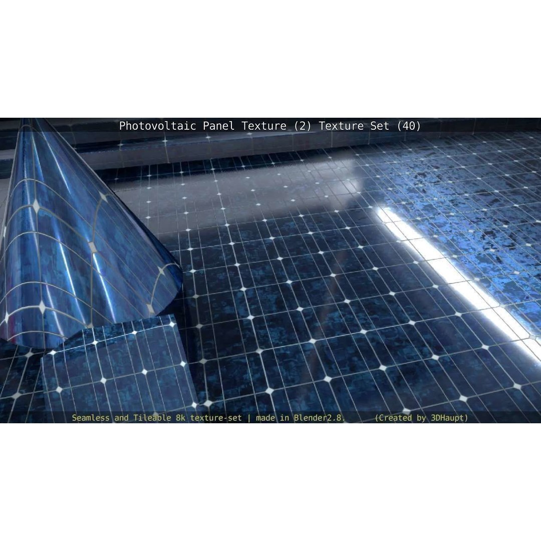 Photovoltaic Panel Texture 3D Model – Seamless 8K PBR Textures, FBX, OBJ - View 39