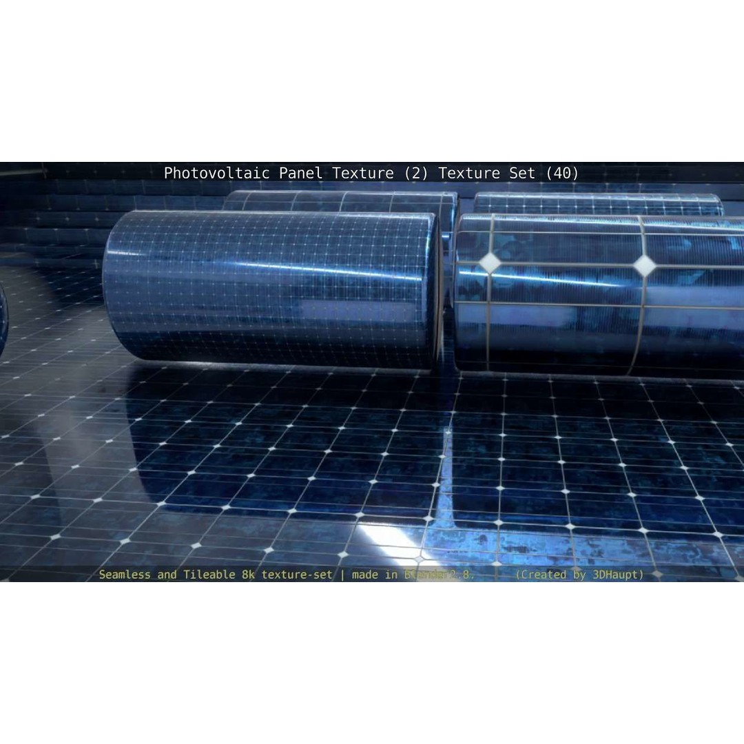 Photovoltaic Panel Texture 3D Model – Seamless 8K PBR Textures, FBX, OBJ - View 41