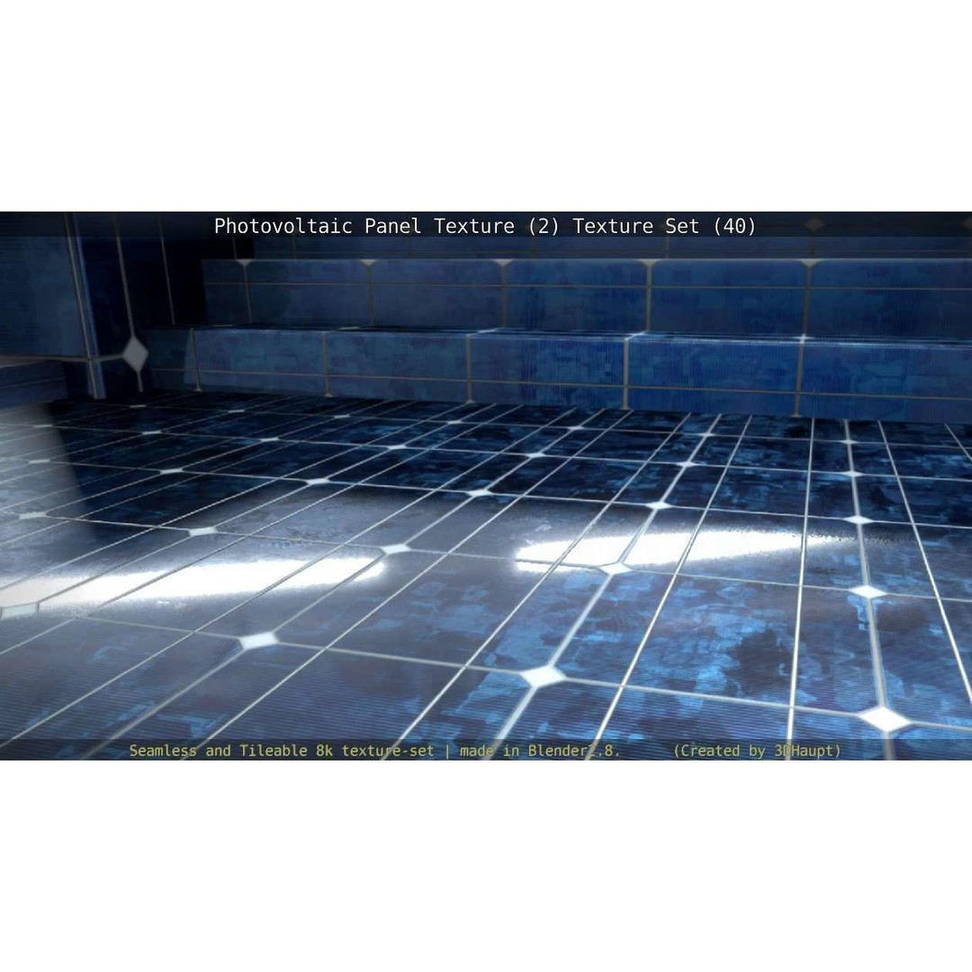 Photovoltaic Panel Texture 3D Model – Seamless 8K PBR Textures, FBX, OBJ - View 43