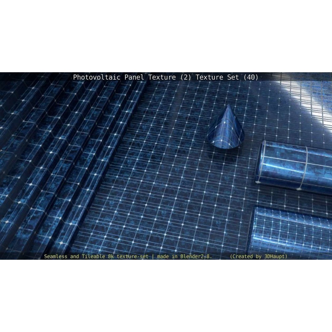 Photovoltaic Panel Texture 3D Model – Seamless 8K PBR Textures, FBX, OBJ - View 44