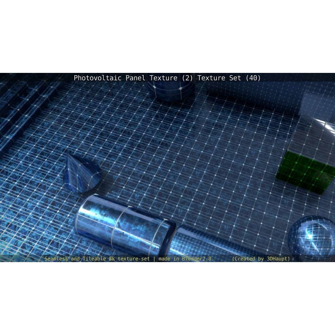 Photovoltaic Panel Texture 3D Model – Seamless 8K PBR Textures, FBX, OBJ - View 45