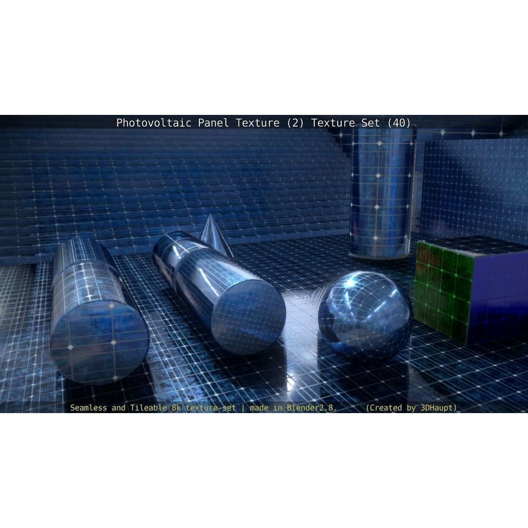 Photovoltaic Panel Texture 3D Model – Seamless 8K PBR Textures, FBX, OBJ - View 46