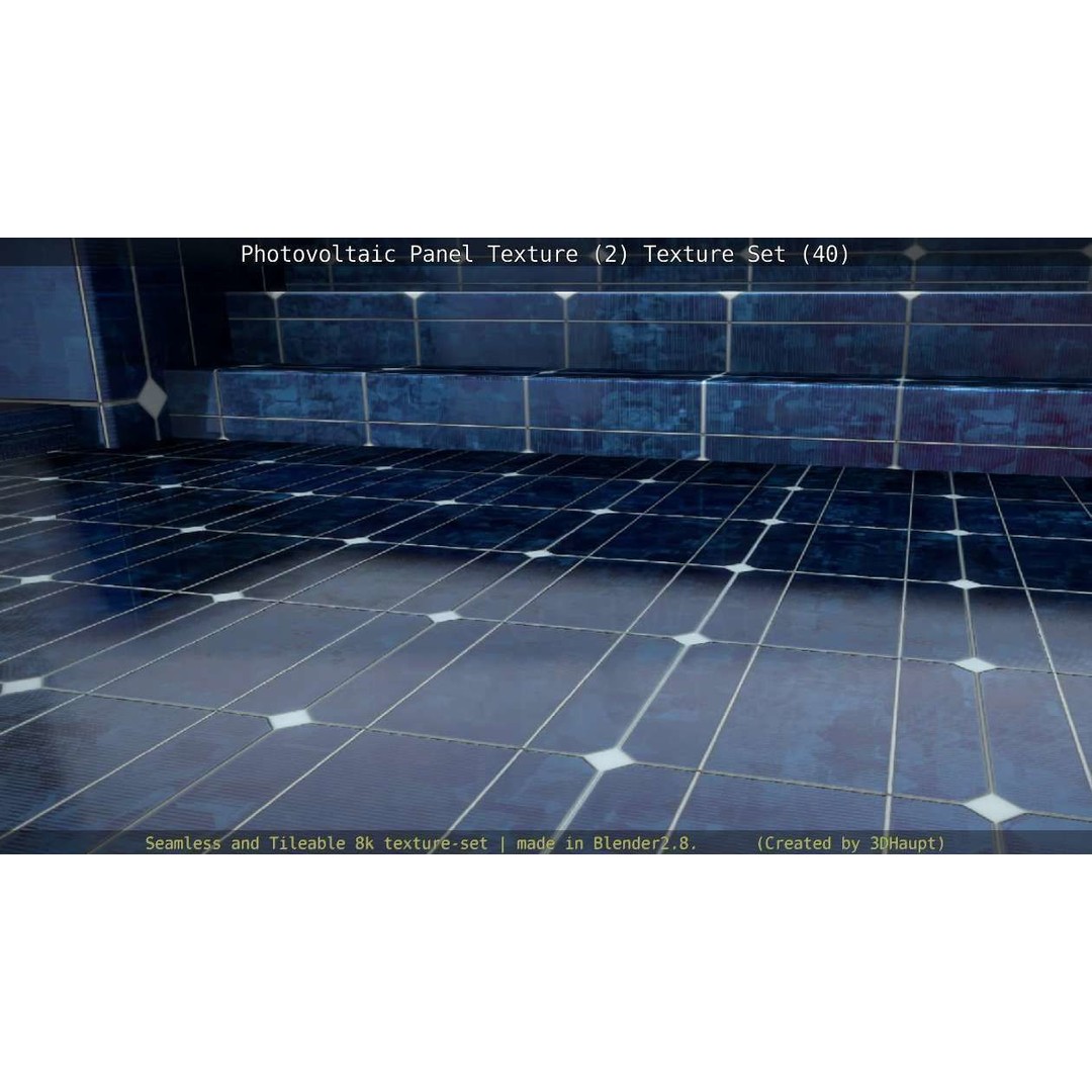 Photovoltaic Panel Texture 3D Model – Seamless 8K PBR Textures, FBX, OBJ - View 47