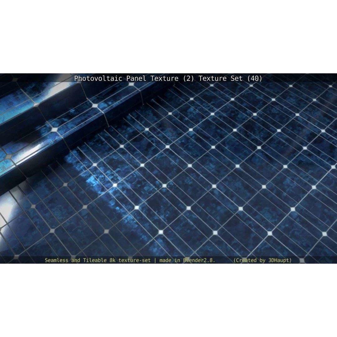 Photovoltaic Panel Texture 3D Model – Seamless 8K PBR Textures, FBX, OBJ - View 48