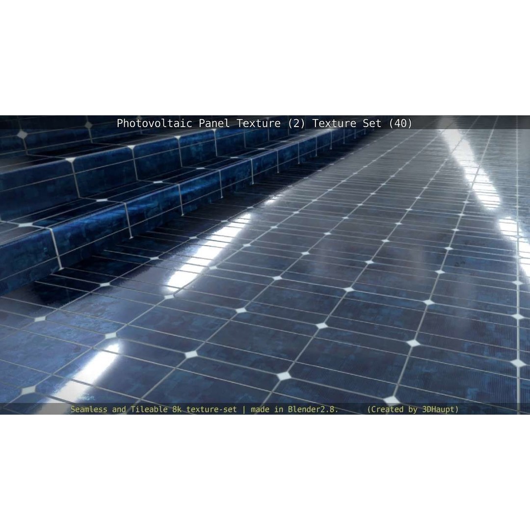 Photovoltaic Panel Texture 3D Model – Seamless 8K PBR Textures, FBX, OBJ - View 49