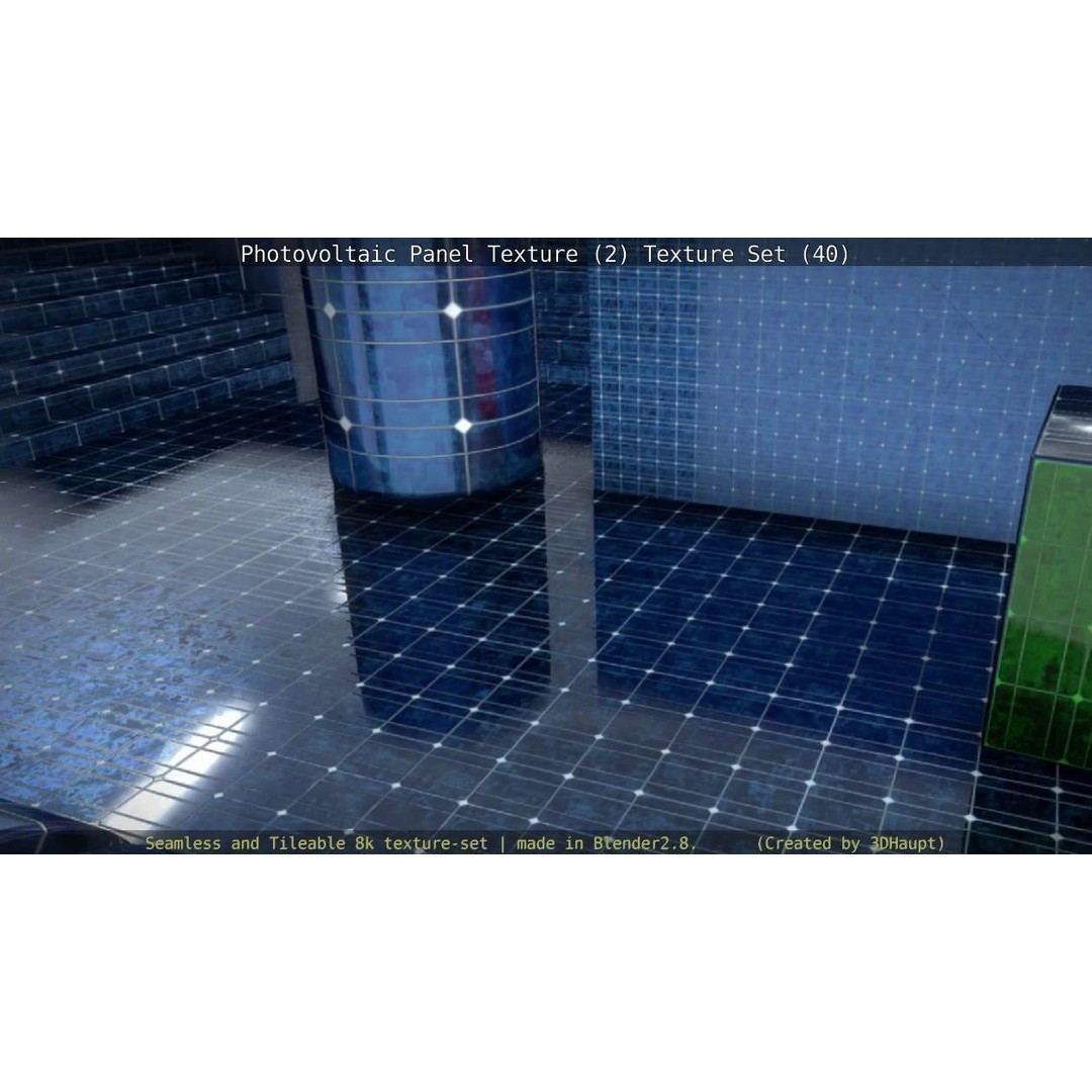 Photovoltaic Panel Texture 3D Model – Seamless 8K PBR Textures, FBX, OBJ - View 50