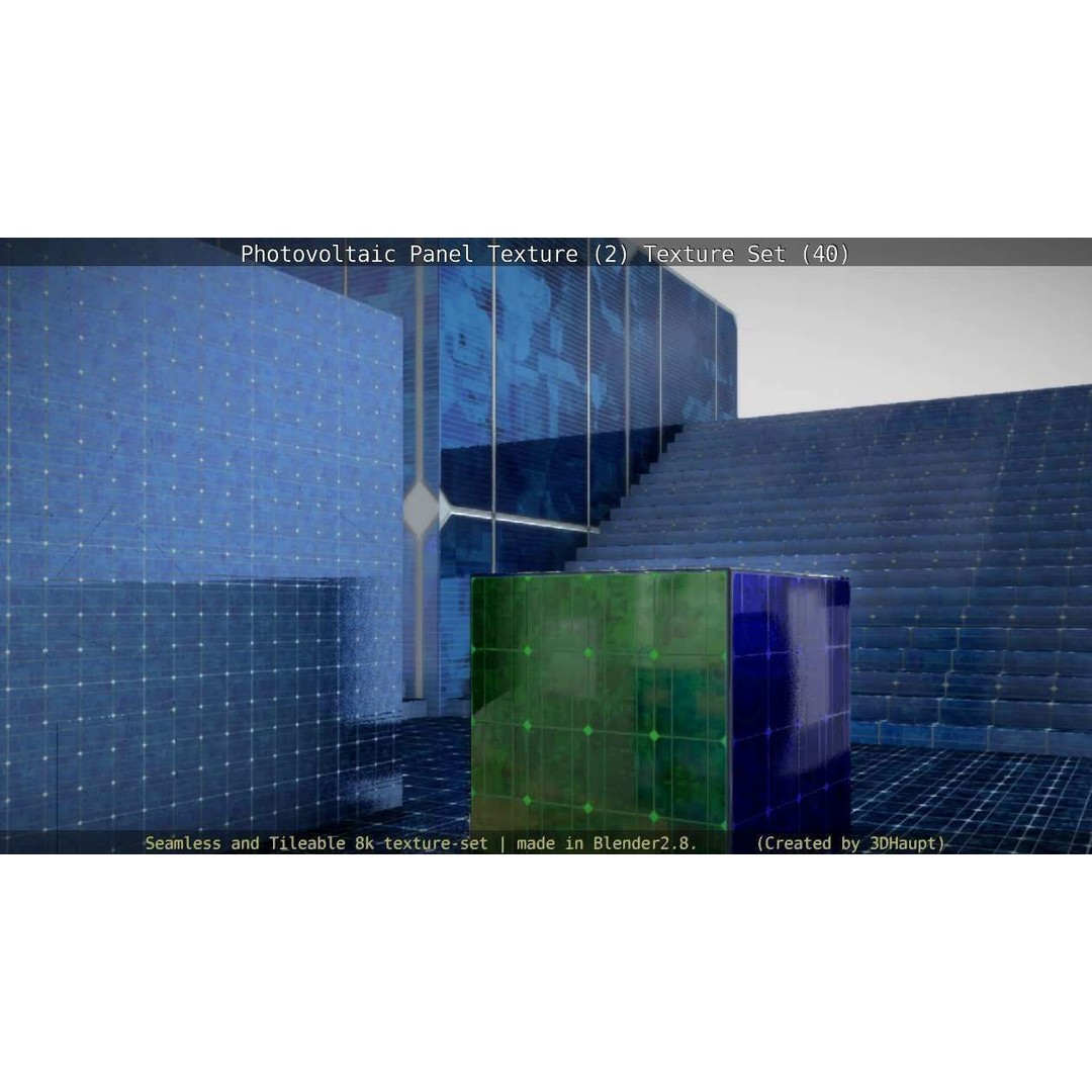 Photovoltaic Panel Texture 3D Model – Seamless 8K PBR Textures, FBX, OBJ - View 52