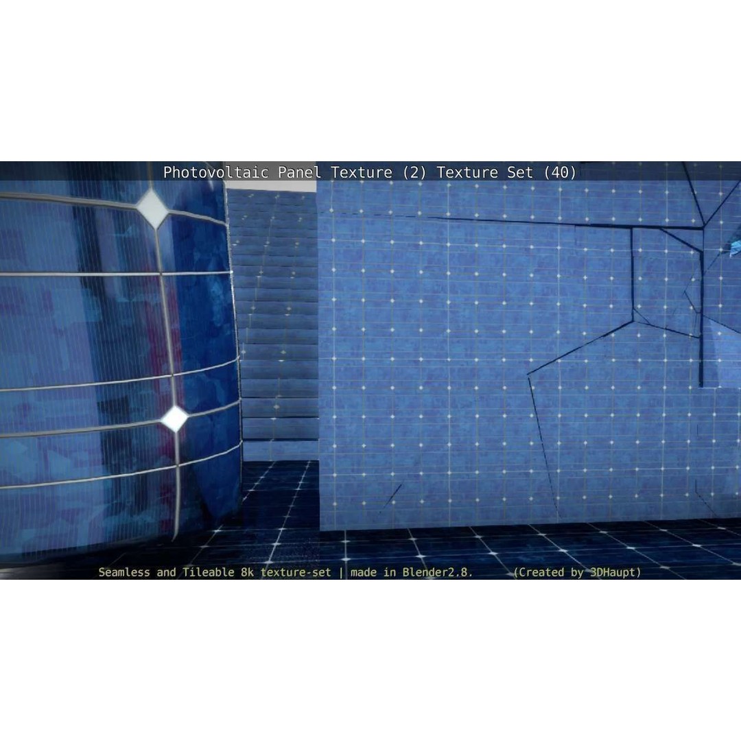 Photovoltaic Panel Texture 3D Model – Seamless 8K PBR Textures, FBX, OBJ - View 53