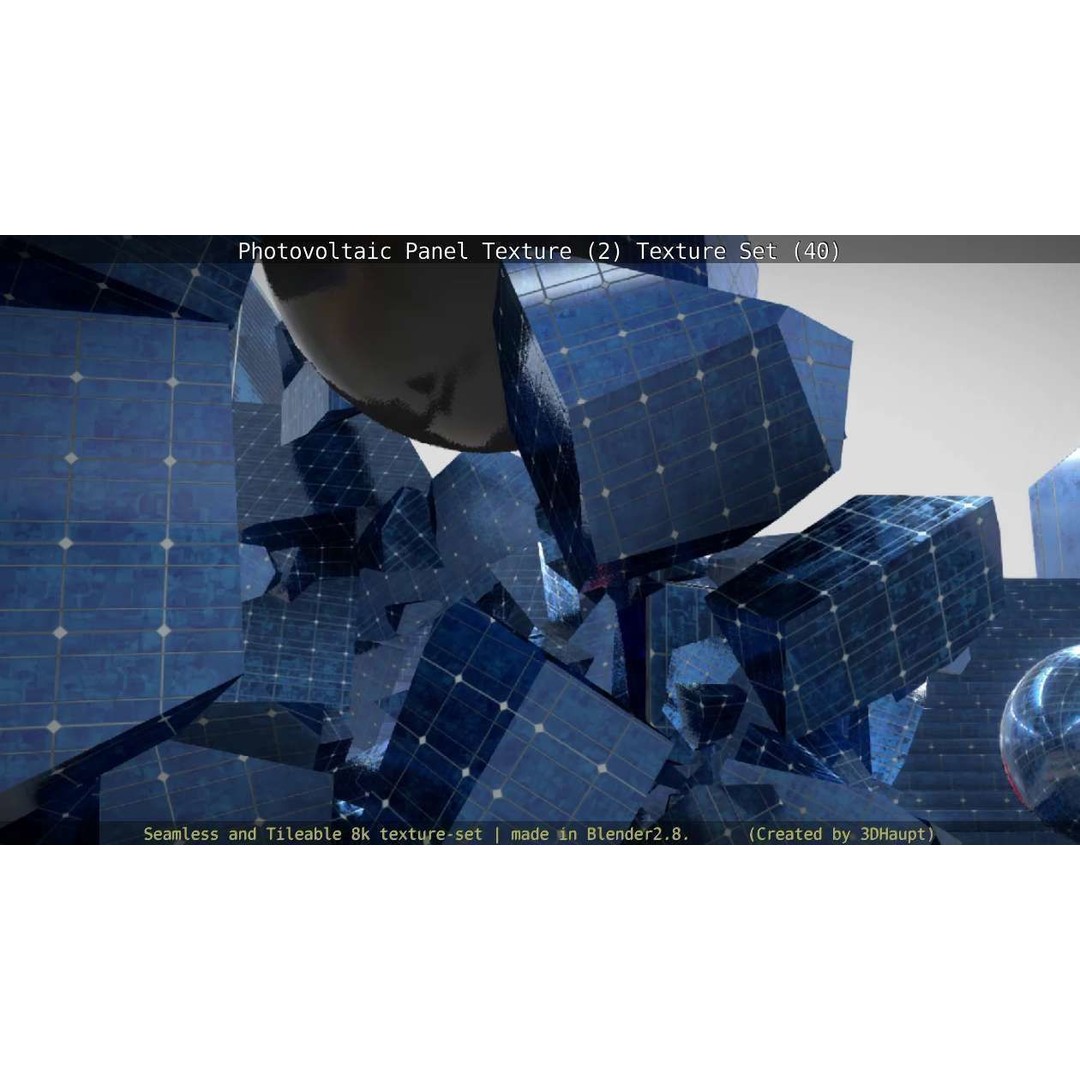 Photovoltaic Panel Texture 3D Model – Seamless 8K PBR Textures, FBX, OBJ - View 54