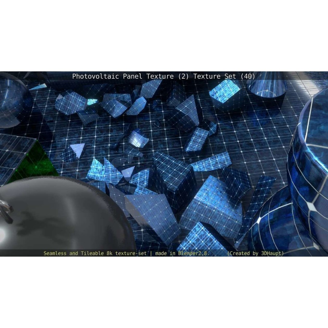 Photovoltaic Panel Texture 3D Model – Seamless 8K PBR Textures, FBX, OBJ - View 56