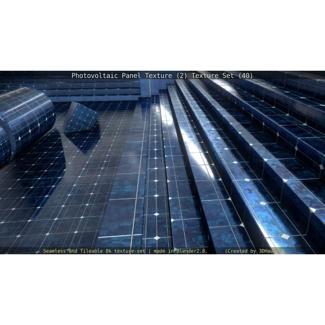 Photovoltaic Panel Texture 3D Model – Seamless 8K PBR Textures, FBX, OBJ - View 6
