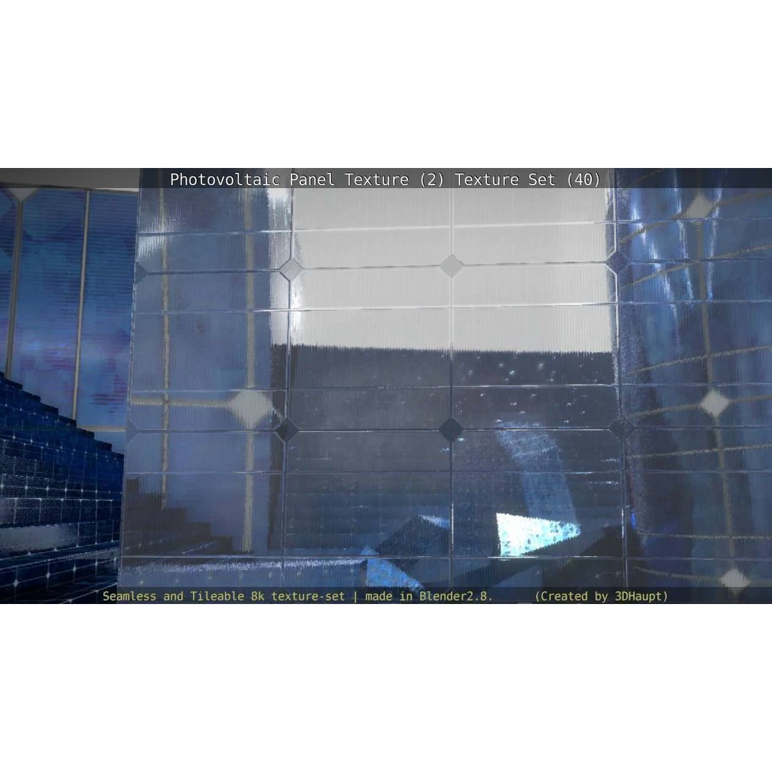 Photovoltaic Panel Texture 3D Model – Seamless 8K PBR Textures, FBX, OBJ - View 62