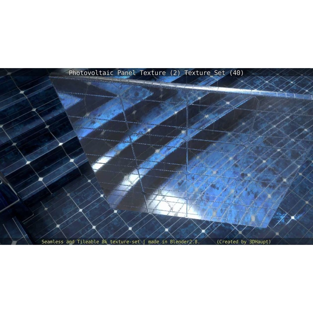 Photovoltaic Panel Texture 3D Model – Seamless 8K PBR Textures, FBX, OBJ - View 65