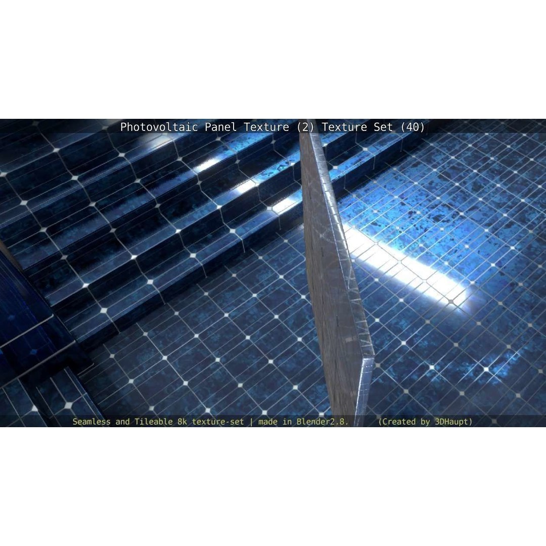 Photovoltaic Panel Texture 3D Model – Seamless 8K PBR Textures, FBX, OBJ - View 66