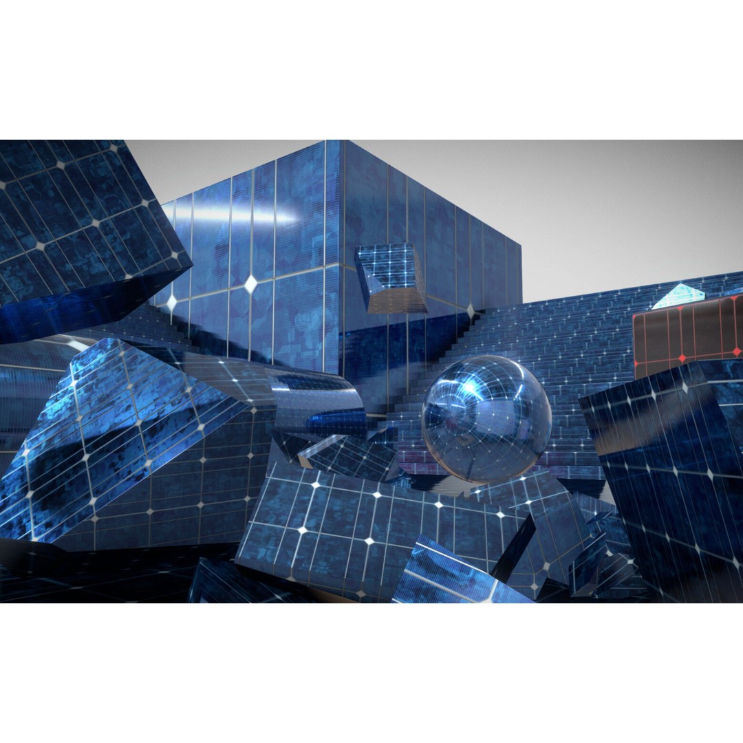Photovoltaic Panel Texture 3D Model – Seamless 8K PBR Textures, FBX, OBJ - View 7