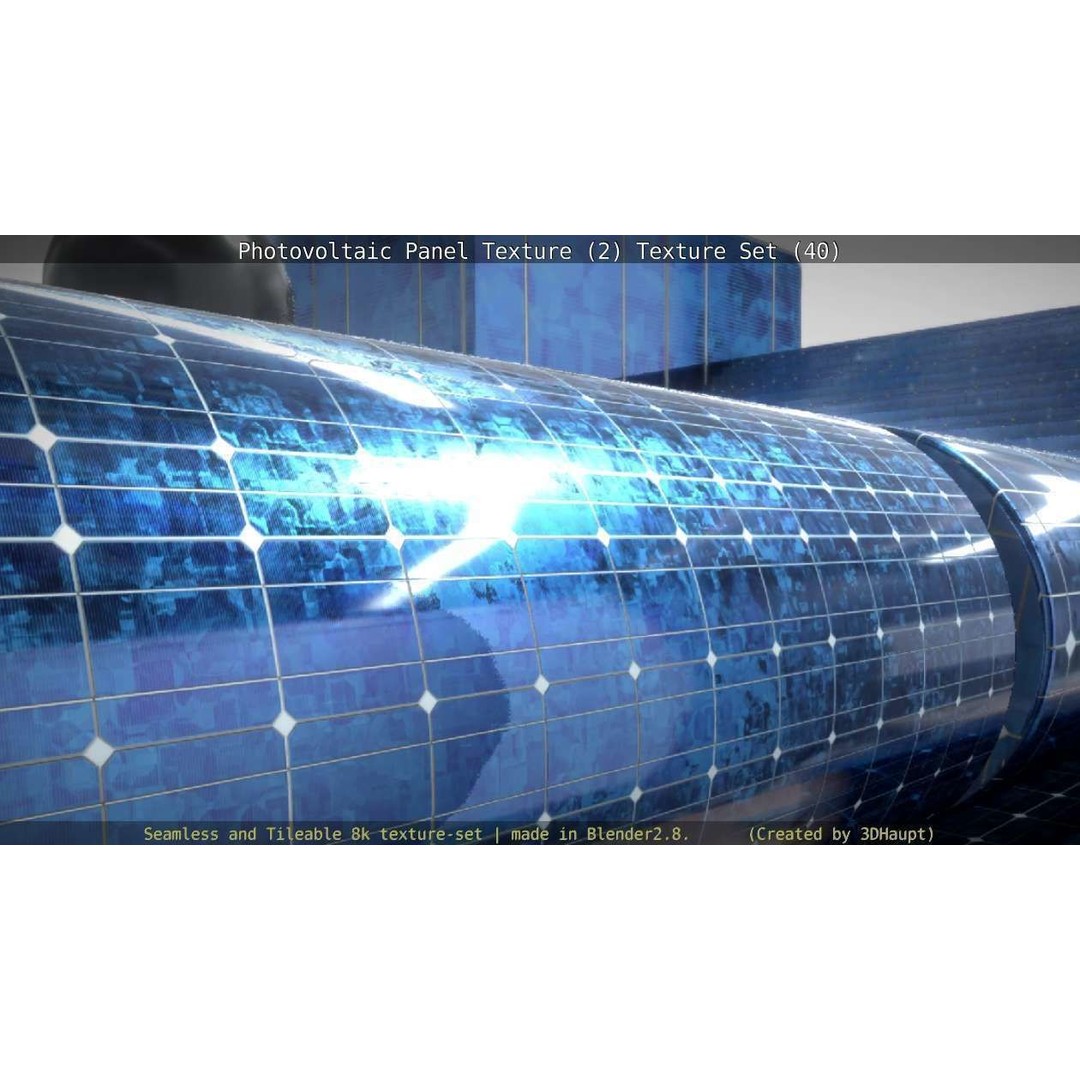 Photovoltaic Panel Texture 3D Model – Seamless 8K PBR Textures, FBX, OBJ - View 73