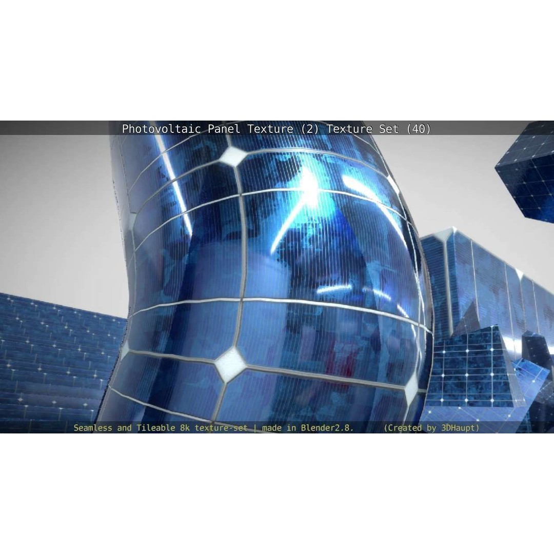 Photovoltaic Panel Texture 3D Model – Seamless 8K PBR Textures, FBX, OBJ - View 74