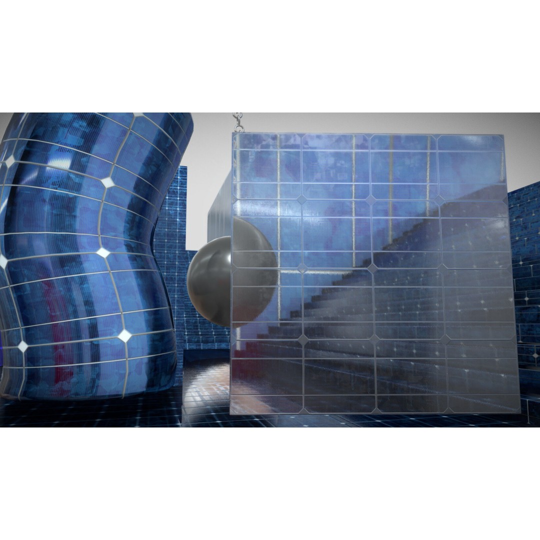 Photovoltaic Panel Texture 3D Model – Seamless 8K PBR Textures, FBX, OBJ - View 8