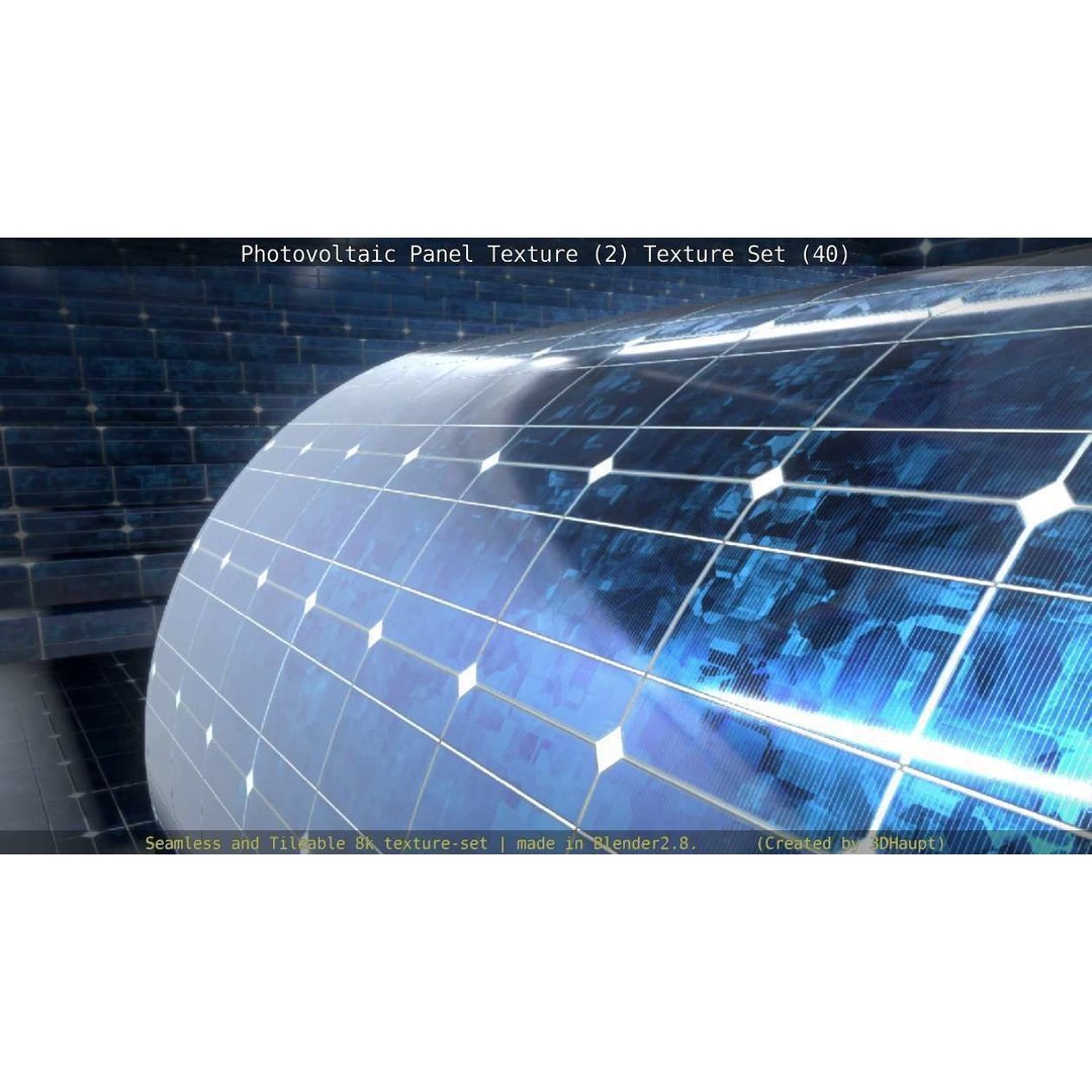Photovoltaic Panel Texture 3D Model – Seamless 8K PBR Textures, FBX, OBJ - View 80