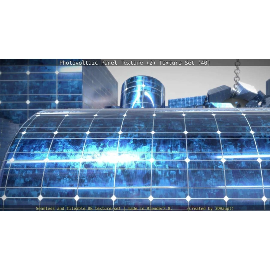 Photovoltaic Panel Texture 3D Model – Seamless 8K PBR Textures, FBX, OBJ - View 85