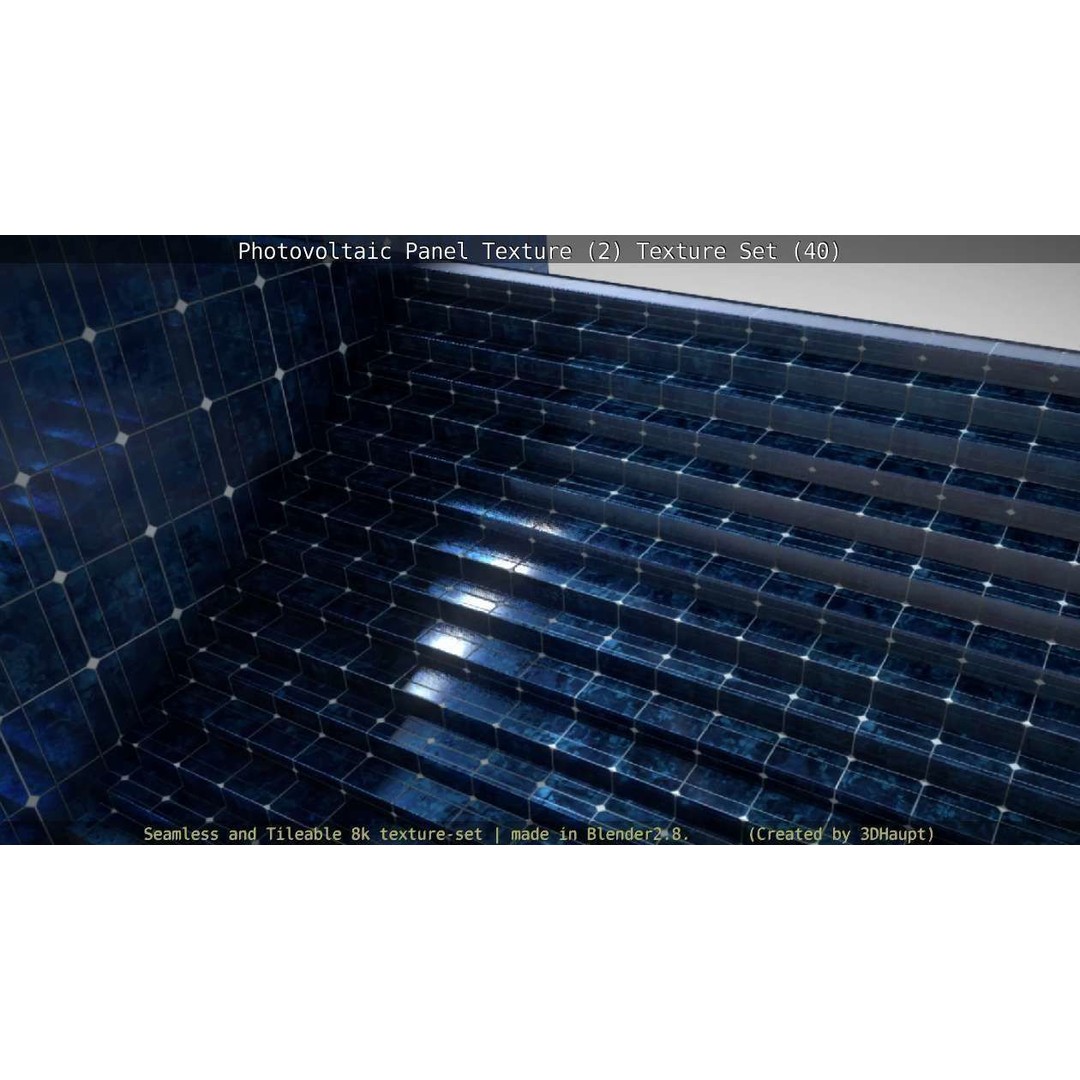 Photovoltaic Panel Texture 3D Model – Seamless 8K PBR Textures, FBX, OBJ - View 94