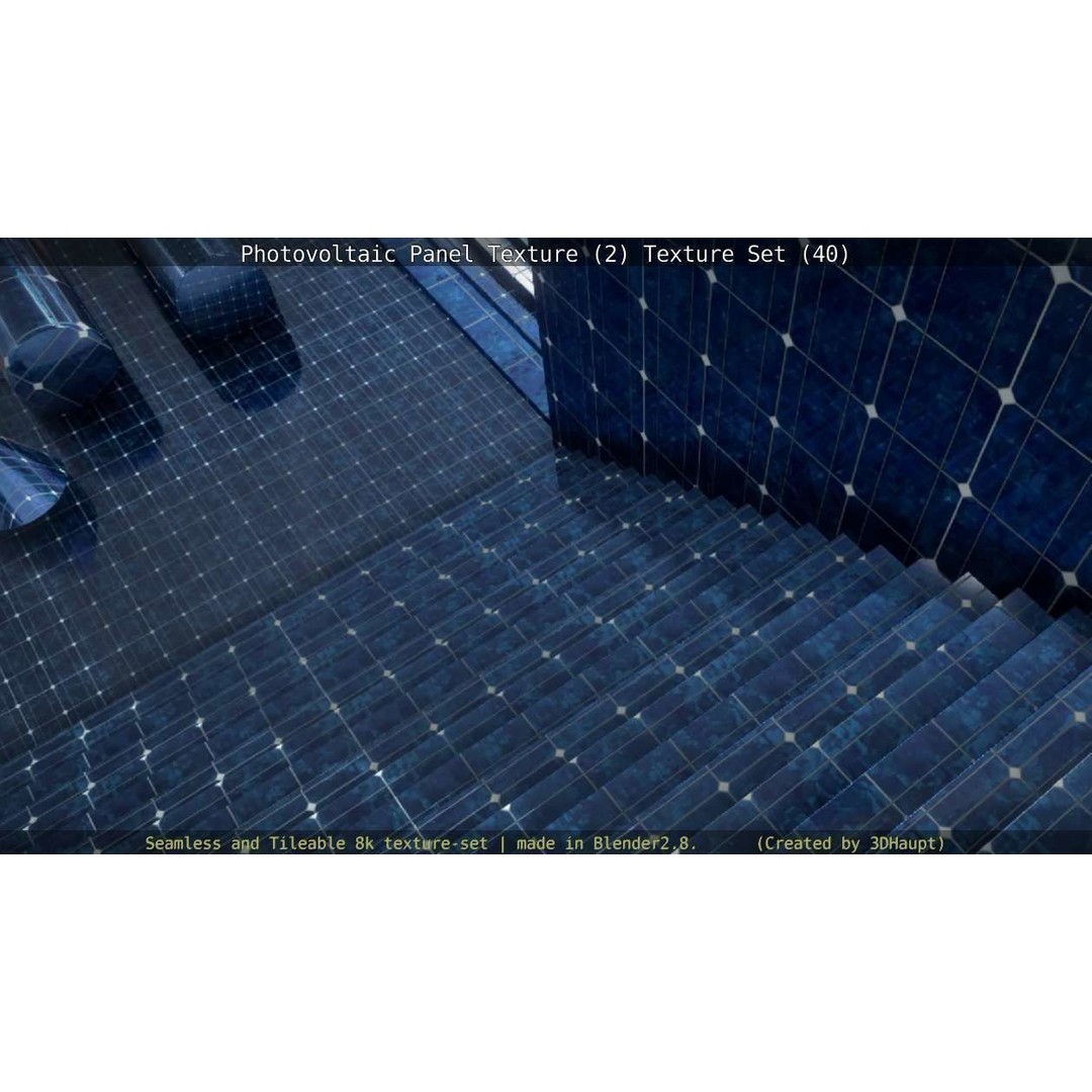 Photovoltaic Panel Texture 3D Model – Seamless 8K PBR Textures, FBX, OBJ - View 95