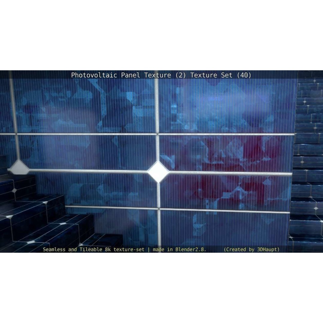 Photovoltaic Panel Texture 3D Model – Seamless 8K PBR Textures, FBX, OBJ - View 98