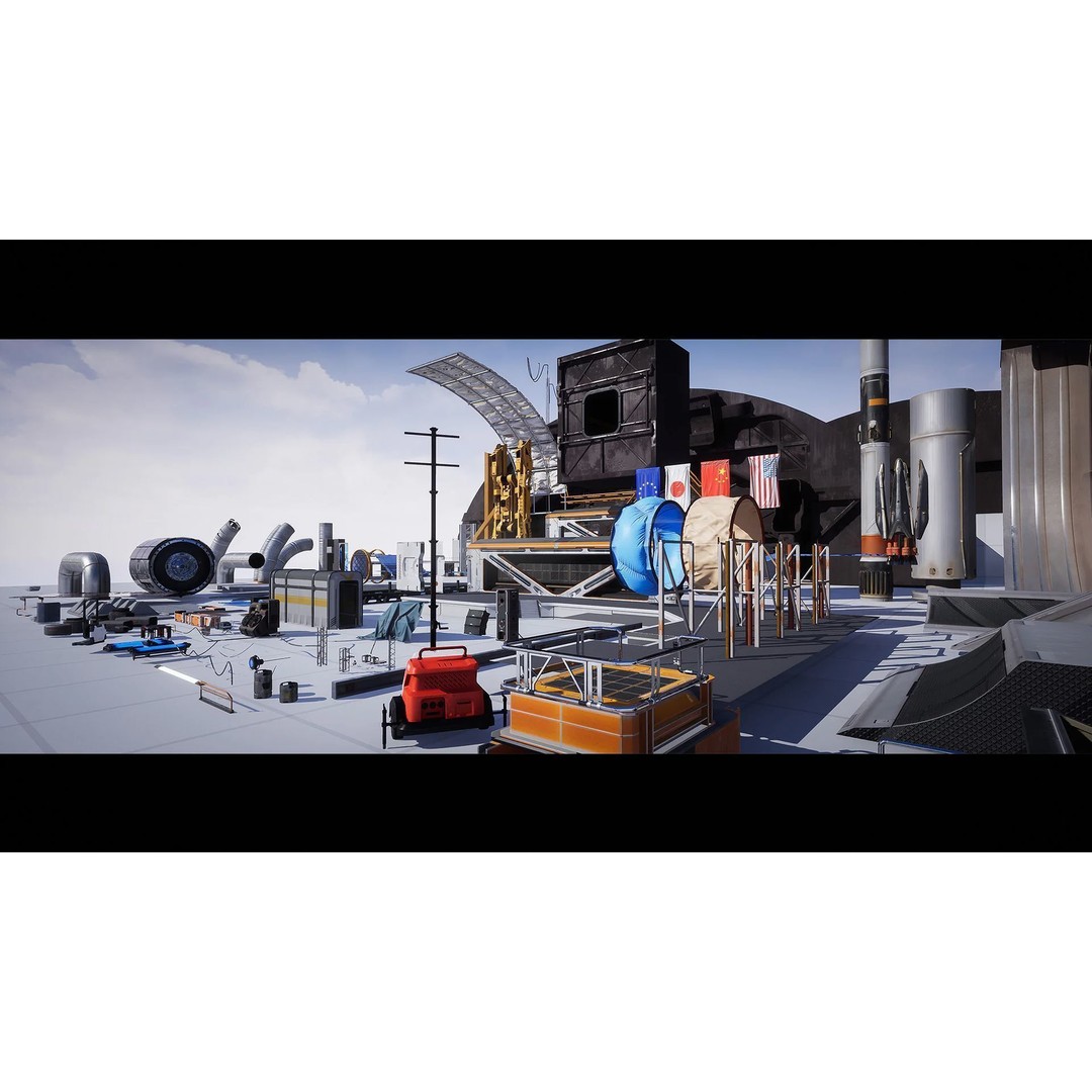 Spaceport 3D Model – Low Poly Sci-Fi Environment Kit, Game Ready - View 7