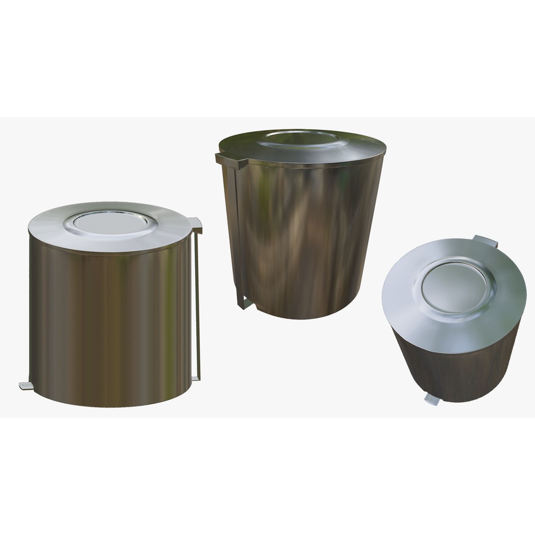 Trash Can 3D Model – Low Poly PBR Textures, FBX, OBJ, Blender - View 14