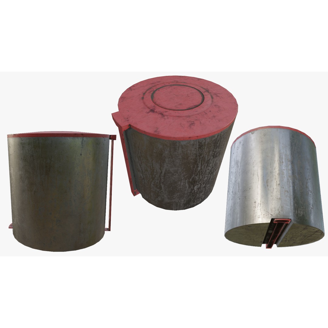 Trash Can 3D Model – Low Poly PBR Textures, FBX, OBJ, Blender - View 16
