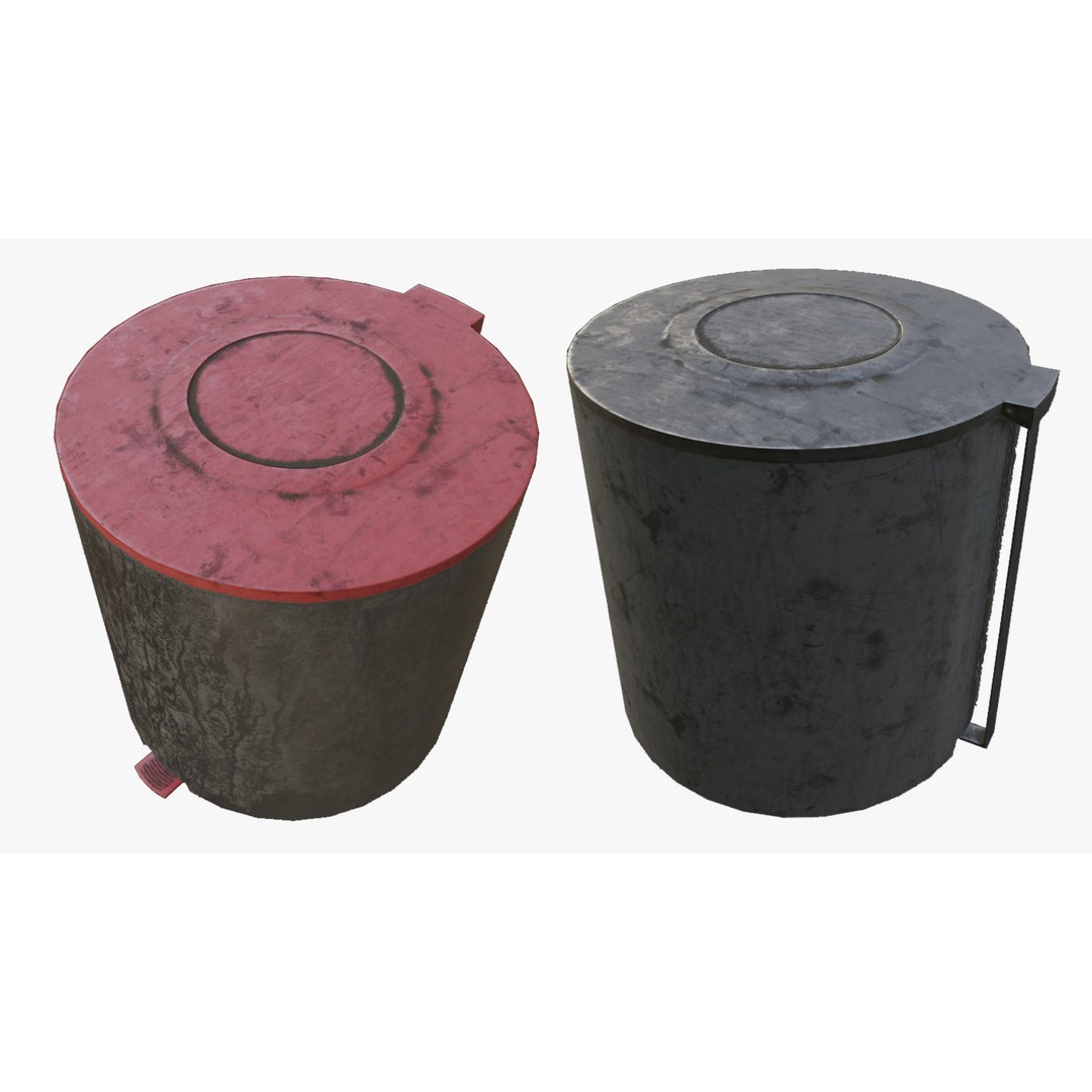 Trash Can 3D Model – Low Poly PBR Textures, FBX, OBJ, Blender - View 17