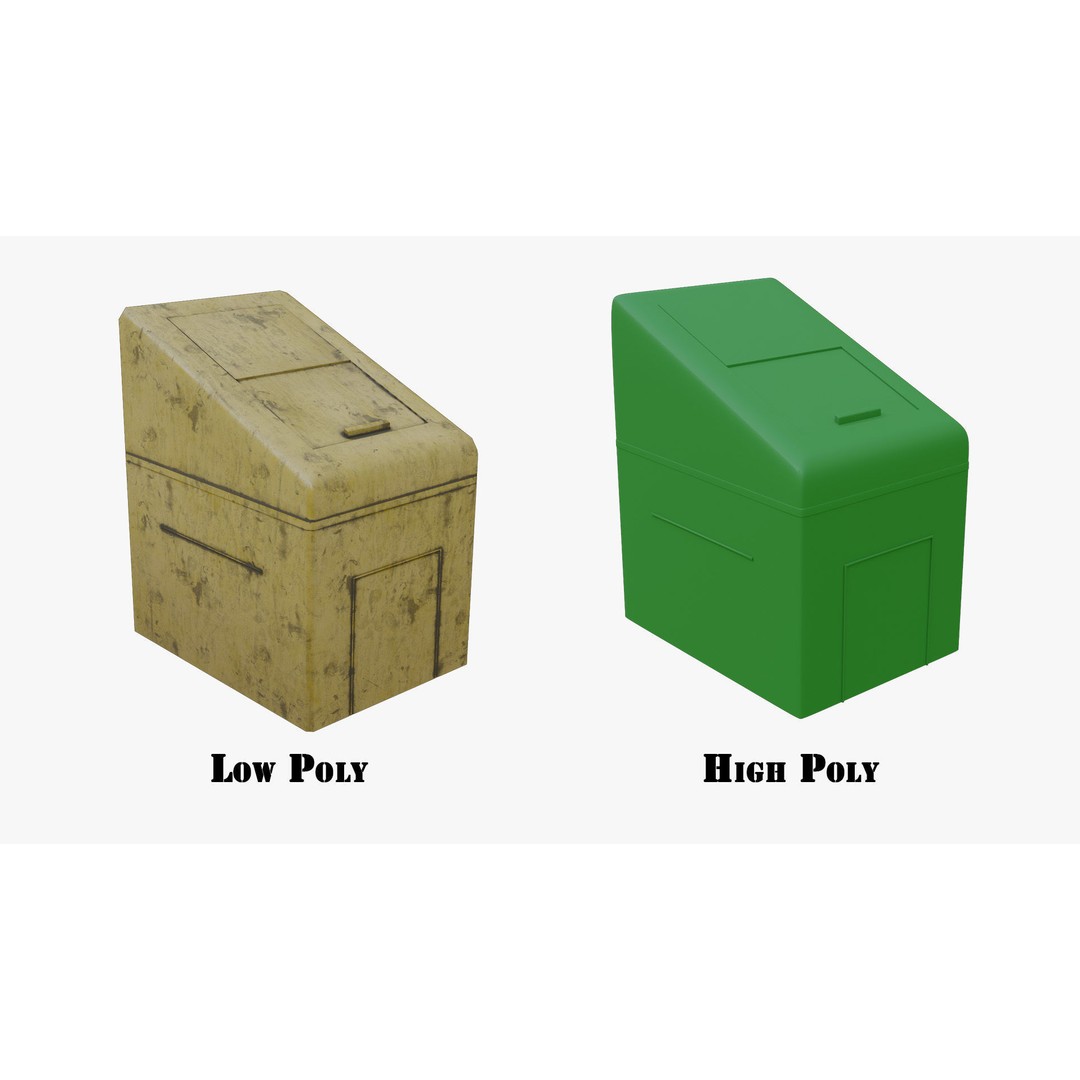 Trash Can 3D Model – Low Poly PBR Textures, FBX, OBJ, Blender - View 6